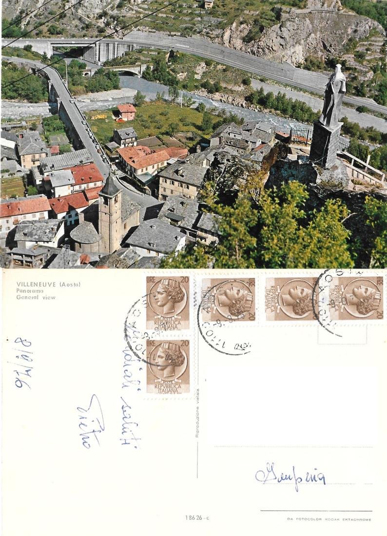 Villeneuve (AO). Panorama. Viaggiata 1976