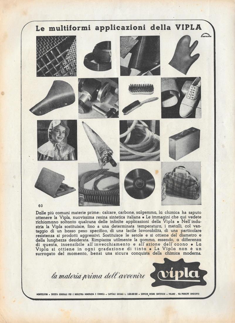 Vipla, la materia prima dell'avvenire . Pubblicita 1943