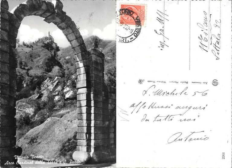 Vittorio Veneto. Arco Cardinal della Torre e S. Paolo. Viaggiata 1956