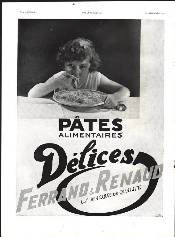 Voitures Delage / Pates alimentaires Delices Ferrand&amp;Renaud. Advertising 1932
