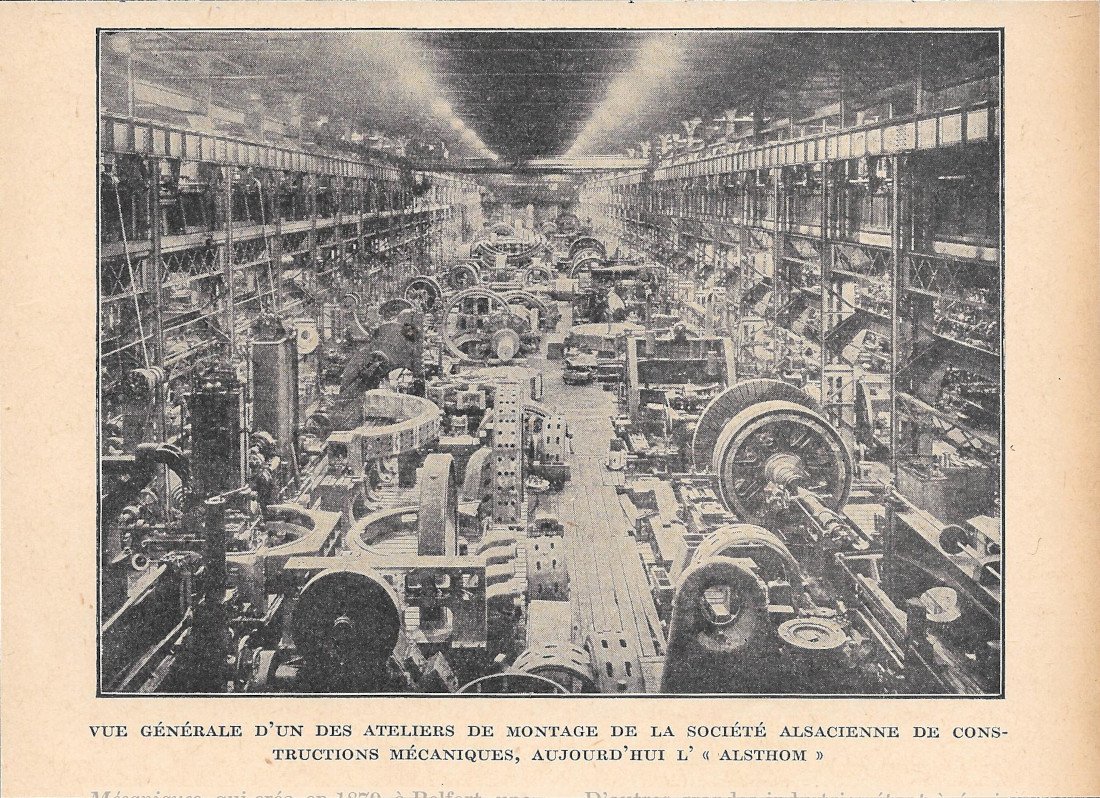 Vue générale d'un des ateliers de montage de la Alsthom …