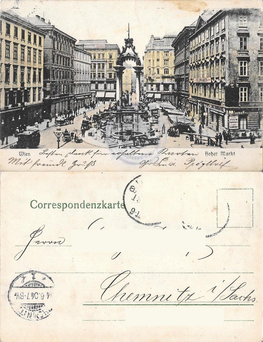 Wien, Hoher Markt. Viaggiata 1904