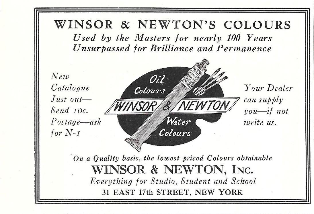 Winsor &amp; Newton colours. Pubblicita 1930