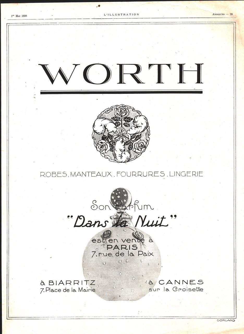 Worth, son parfum Dans la nuit est en vente. Advertising …