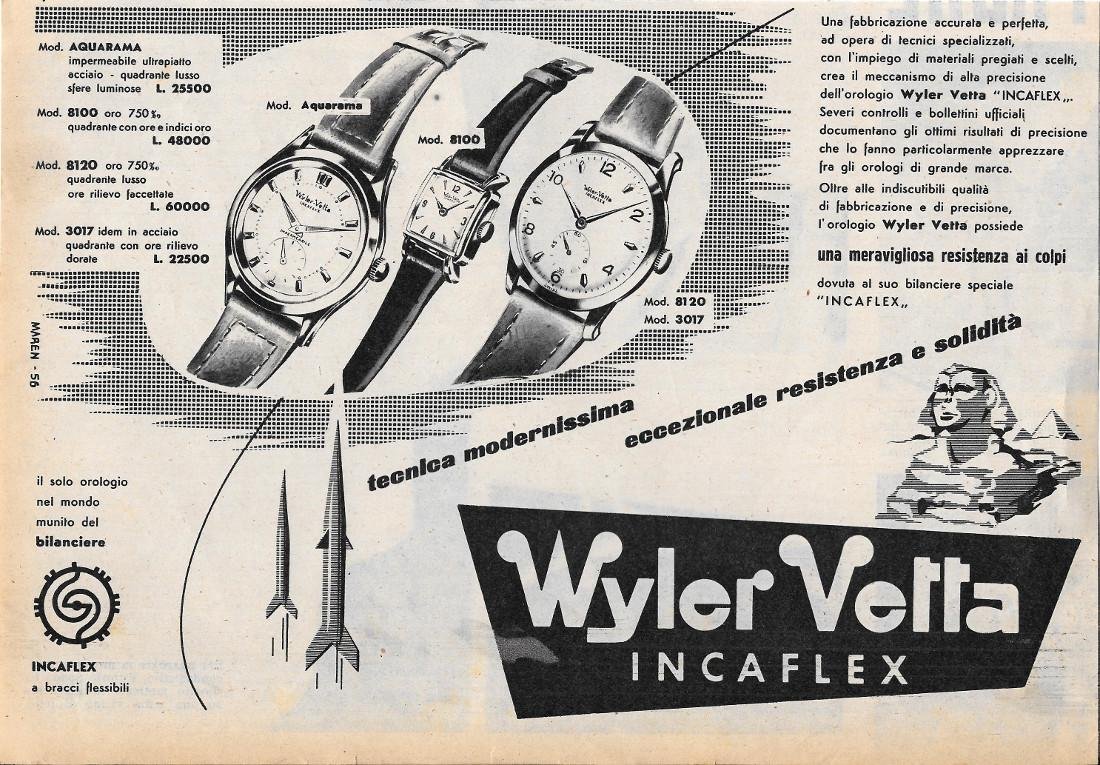 Wyler Vetta Incanflex. Advertising 1956