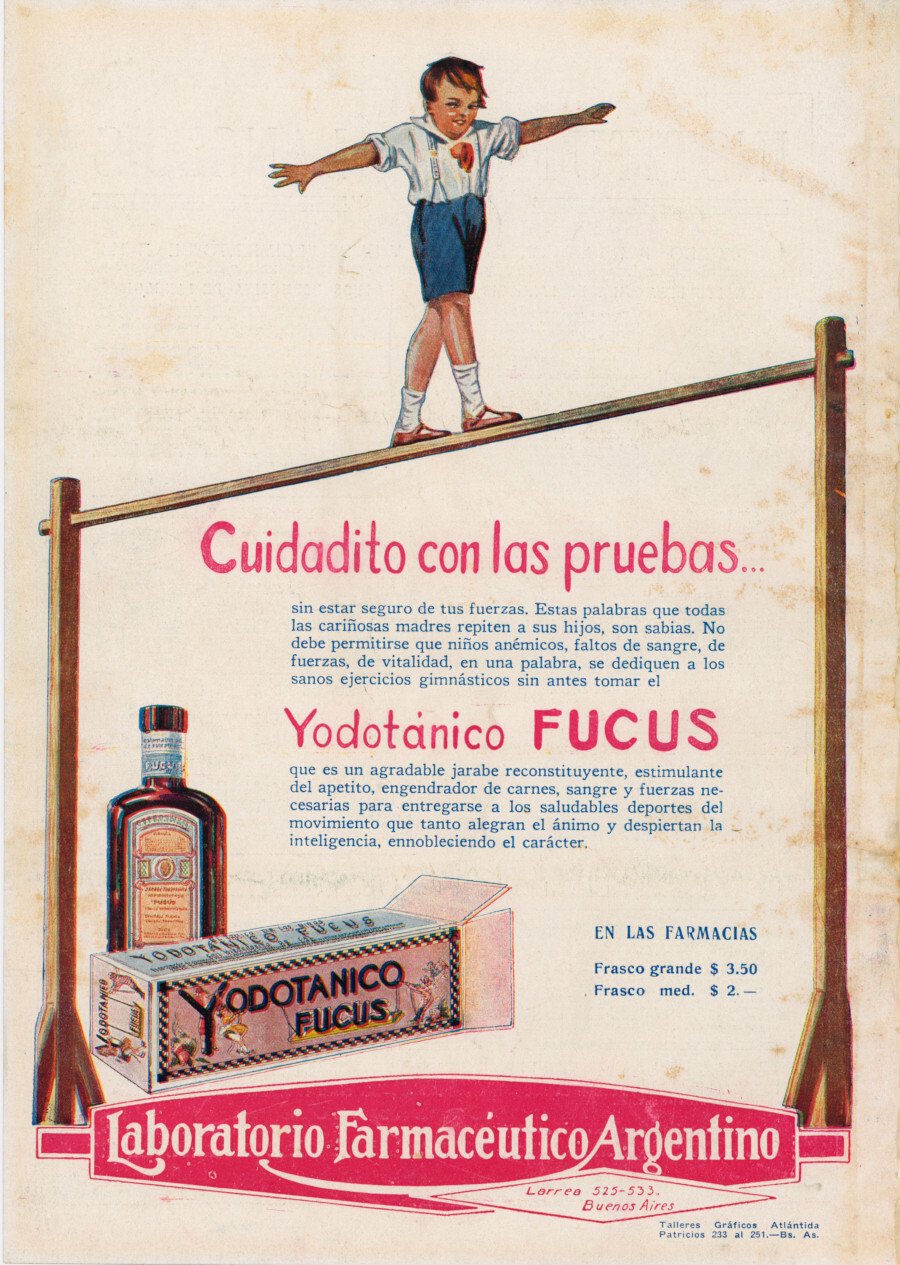 Yodotanico Fucus. Cuidadito con las pruebas. Advertising 1922