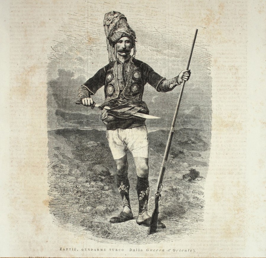 Zapte, gendarme turco. Stampa 1876