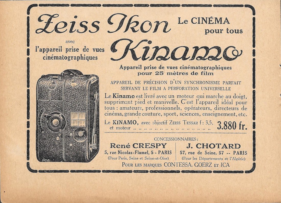 Zeiss Ikon Kinamo - Advertising 1928