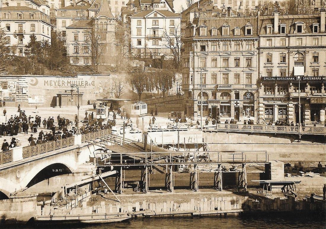 Zurich. Verbreiterung des Leonhardplatzes, heute Central. 3 Marz 1912. Riproduzione