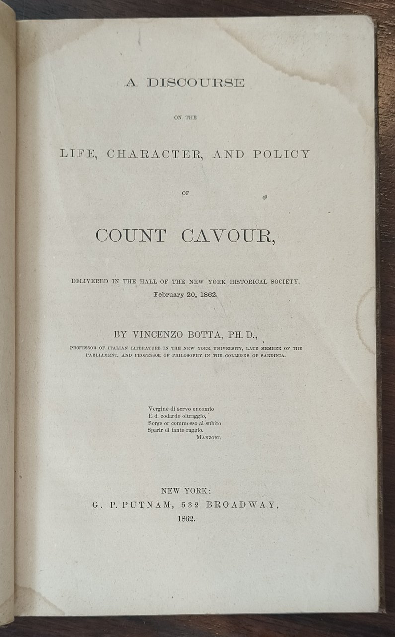 A discourse on the life character and policy of Count …