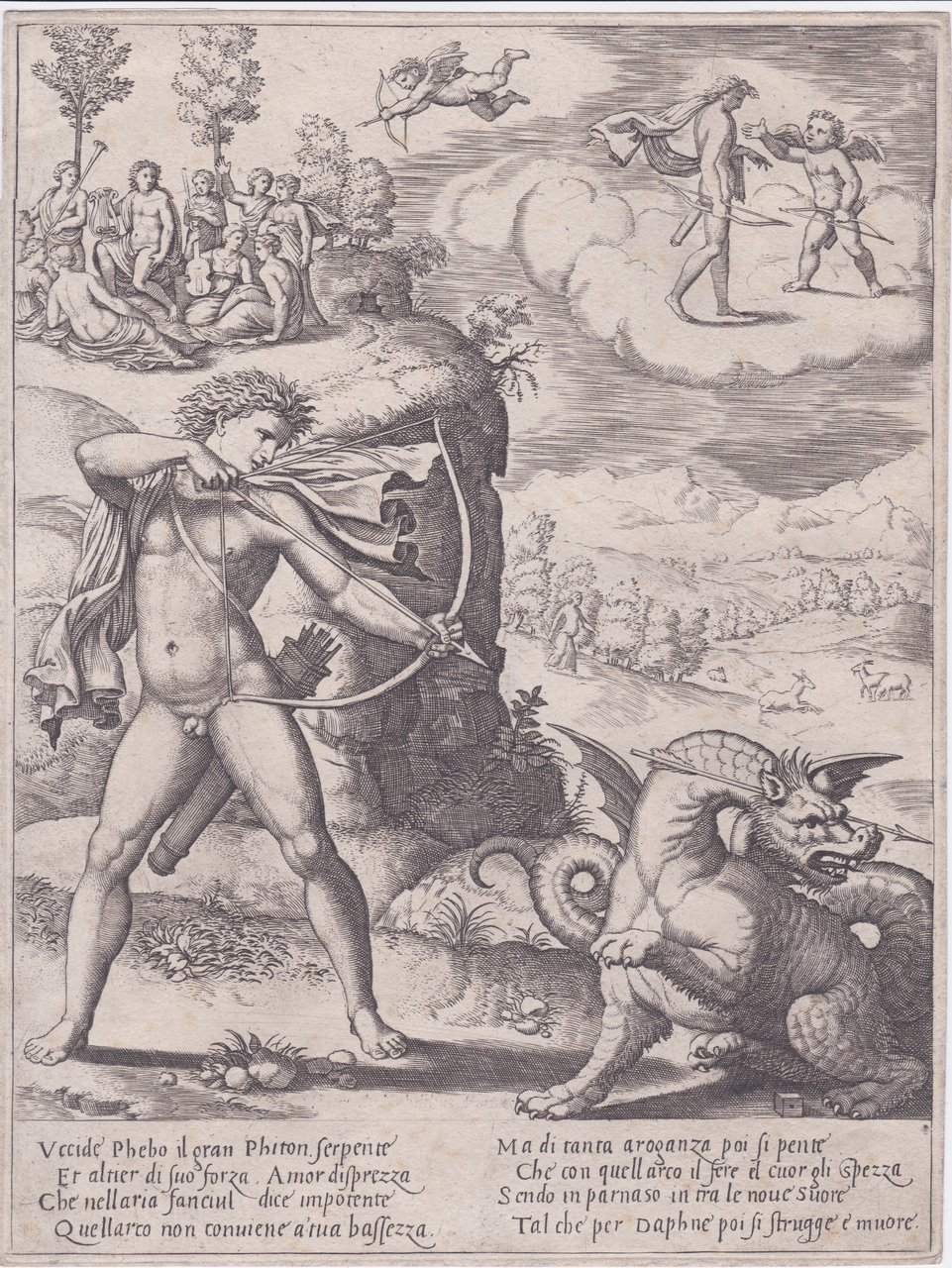 Apollo uccide il serpente Pitone, 1526 ca.