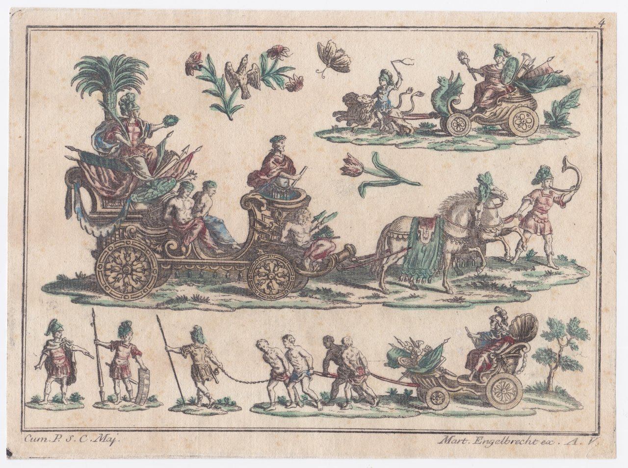 Carri trionfali e fiori, 1744