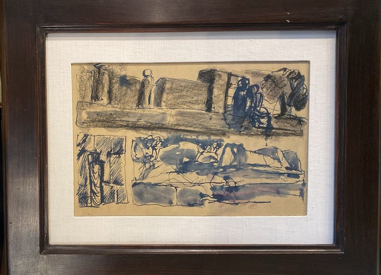 Composizione con paesaggi, rocce e figure, 1947 c.