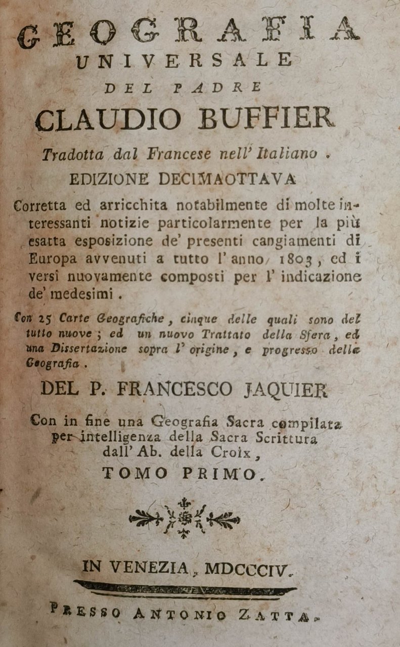Geografia universale del padre Claudio Buffier