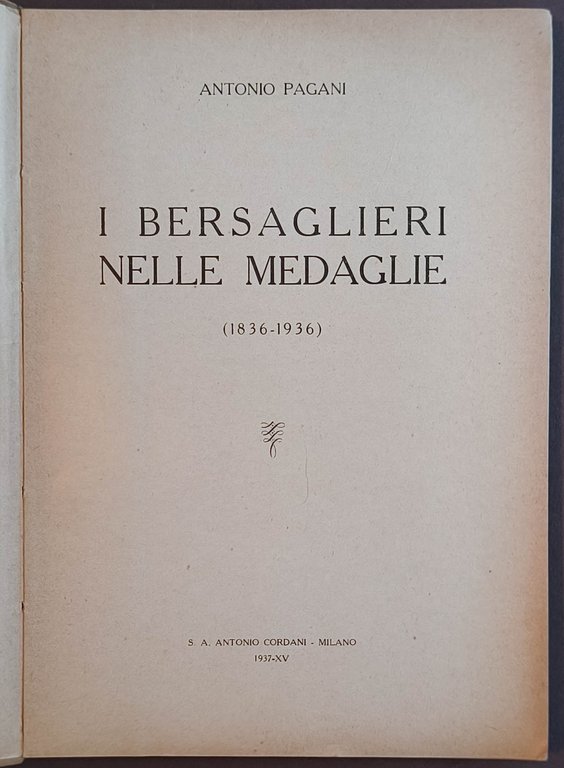 I Bersaglieri nelle Medaglie 1836-1936