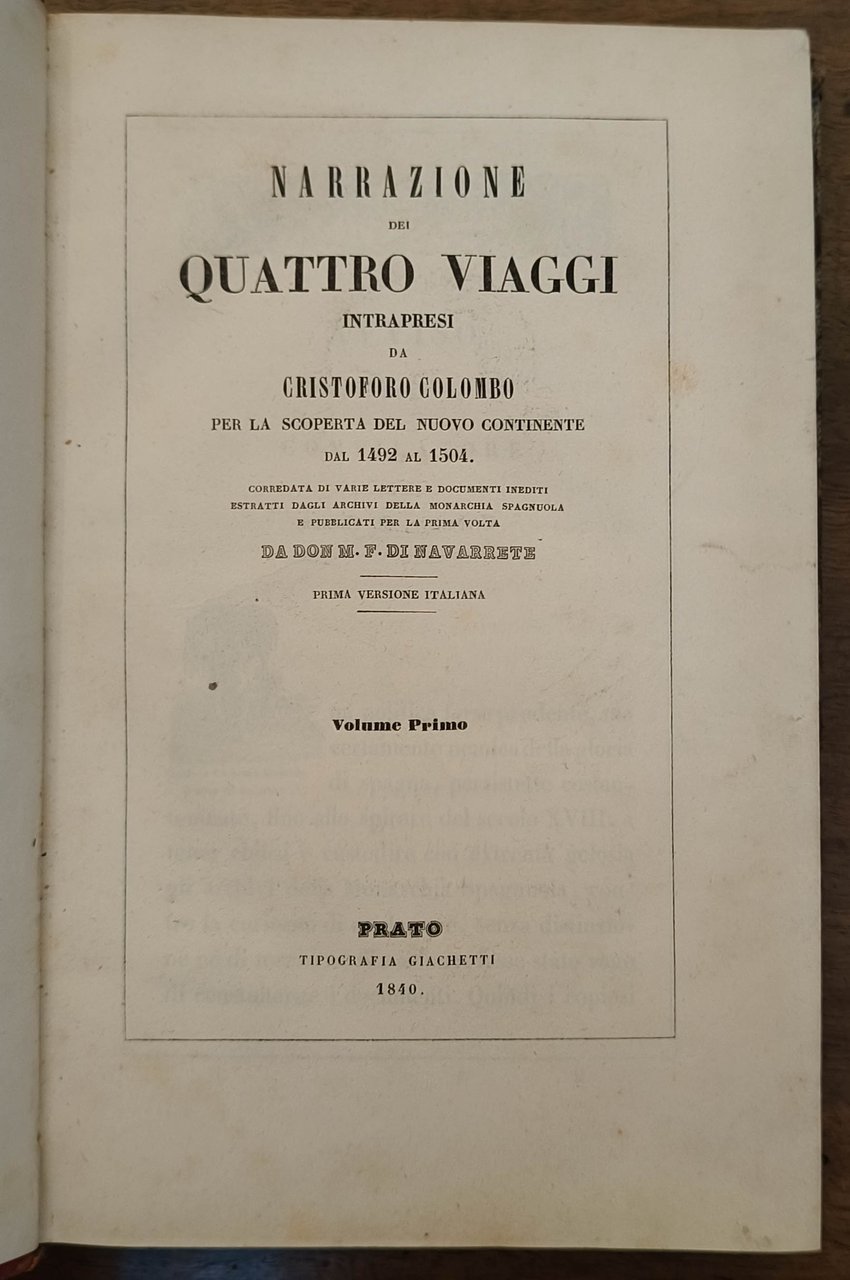 Narrazione dei quattro viaggi intrapresi da Cristoforo Colombo