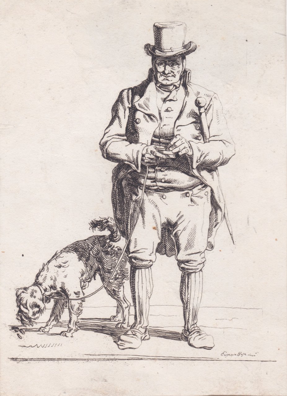 Ritratto di uomo con cane al guinzaglio | Immagine principale