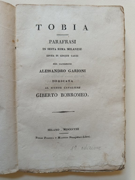 Tobia. Parafrasi in sesta rima milanese divisa in cinque canti