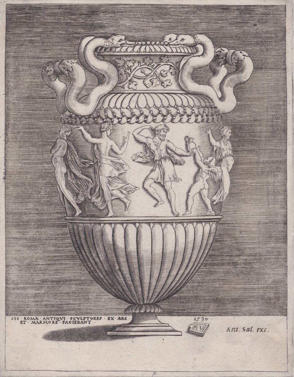 Vaso a due anse con quattro danzatori, 1530