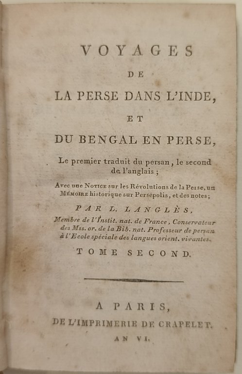 Voyages de la Perse dans l'Inde, et du Bengal en …