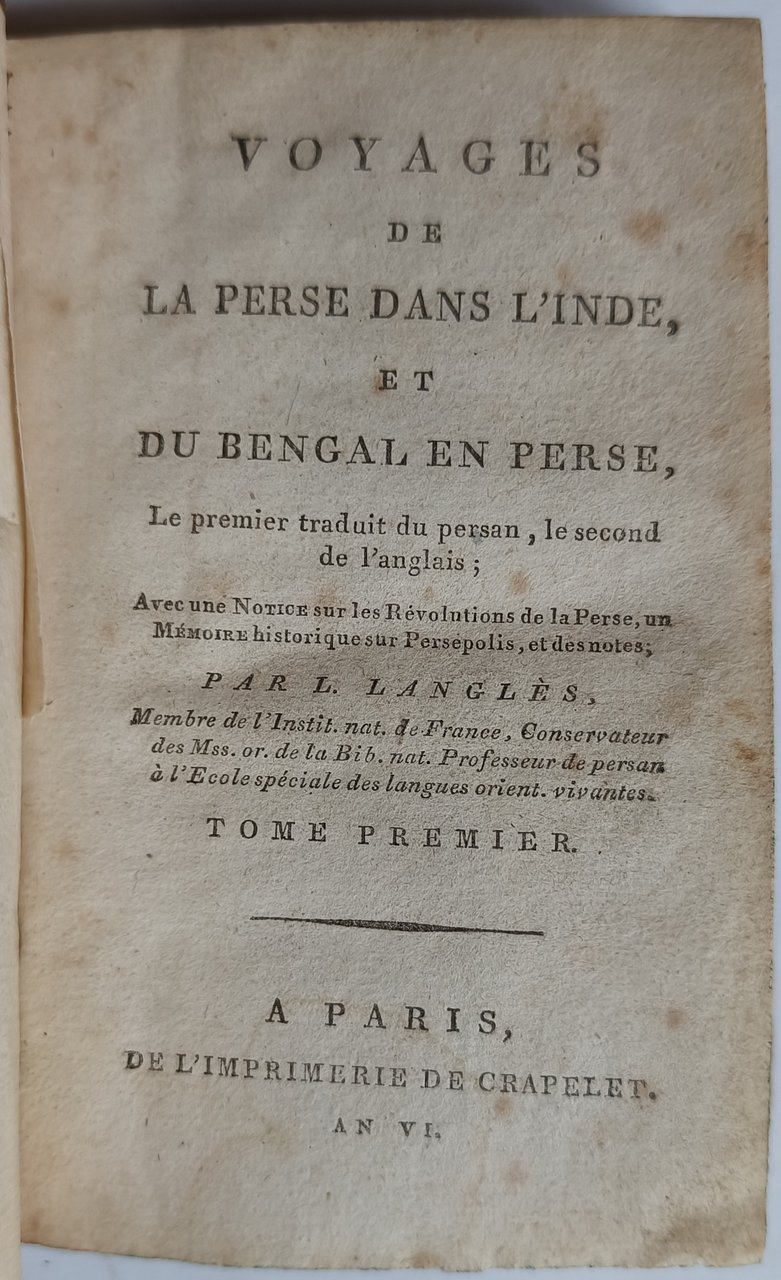 Voyages de la Perse dans l'Inde, et du Bengal en …