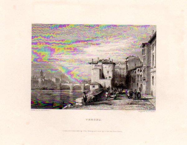 VERONA - Drawn by W.Calcott - Engraved by E. Finden.