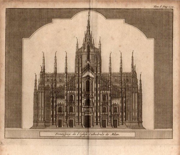 MILANO - "Frontispice de l'Eglise Cathedrale de Milan" dettagliata veduta …