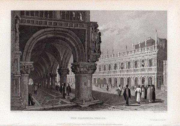 VENEZIA – “The Piazzetta, Venice”. Suggestivo scorcio chiaroscurale.