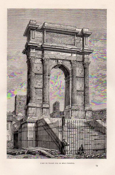 ANCONA "L'Arc de Trajan sur le Mole d'Ancone". Bella veduta …