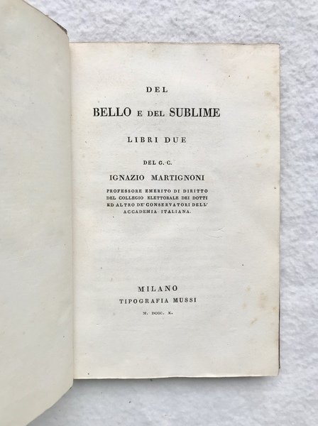 Del bello e del sublime libri due