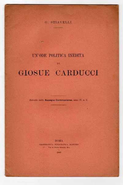 Un'ode politica inedita di Giosuè Carducci - Estratto dalla Rassegna …