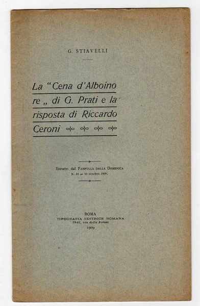 La "Cena d'Alboino" di G. Prati e la risposta di …