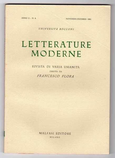 Letterature moderne Rivista di varia umanità diretta da Francesco Flora …