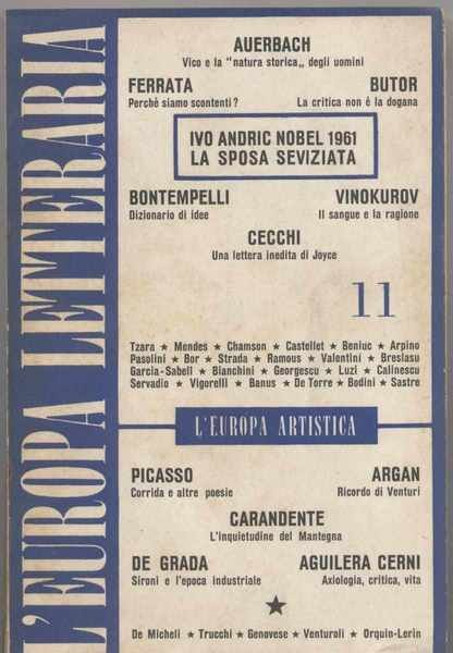 l'Europa letteraria - Rivista bimestrale ottobre 1961 Anno II n. …