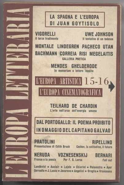 l'Europa letteraria - Rivista bimestrale giugno-agosto 1962 Anno II n. …