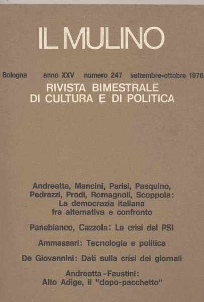 Il Mulino rivista bimestrale di cultura e politica anno XXV …