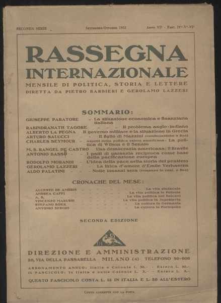 Rassegna internazionale mensile di politica, storia e lettere diretta da …