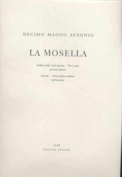 La Mosella - Ordine delle città famose - Per il …