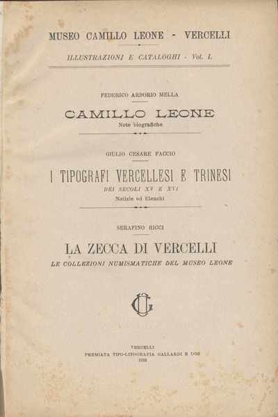 Museo Camillo Leone Illustrazione e cataloghi - Vol. I - …