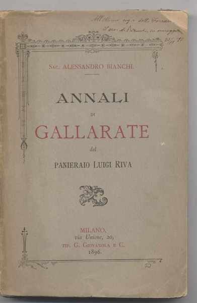 Annali di Gallarate del panieraio Luigi Riva