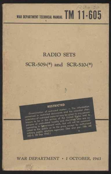 Radio Sets SCR-509 and SCR-510 - War department technical manual …