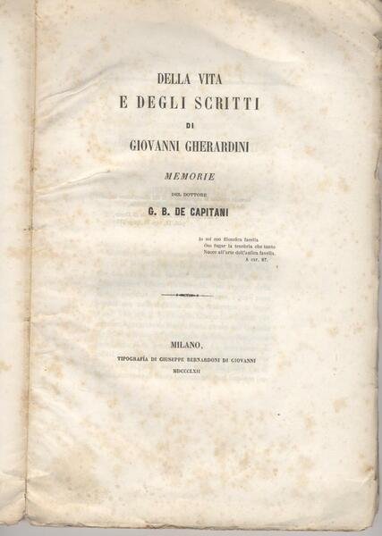 Della vita e degli di Giovanni Gherardini memorie del dottore …