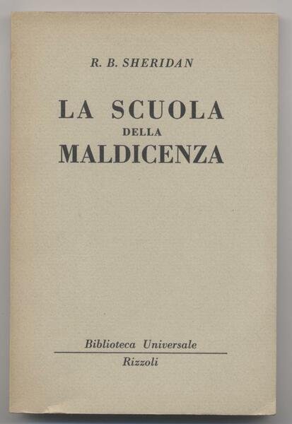 La scuola della maldicenza - n. 1159-1160 vecchia Bur brossura …