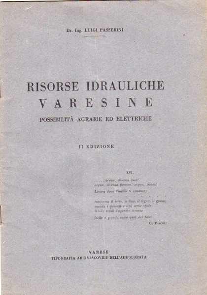 Risorse idrauliche varesine possibilità agrarie ed elettriche - II edizione