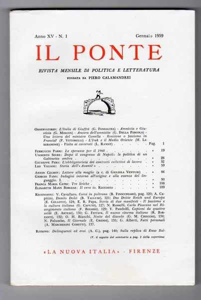 Il Ponte Rivista di dibattito politico e culturale fondata da …