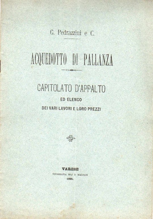 Acquedotto di Pallanza - Capitolato d'appalto ed elenco dei vari …