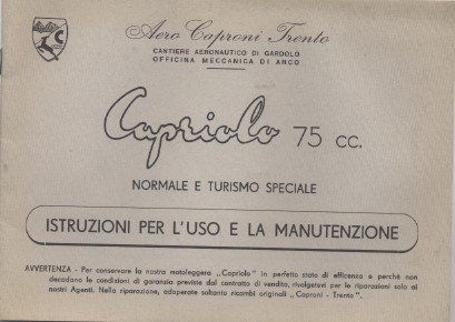 Aero Caproni Trento Capriolo 75 cc. - Istruzioni per l'uso …
