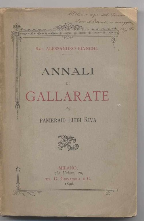 Annali di Gallarate del panieraio Luigi Riva
