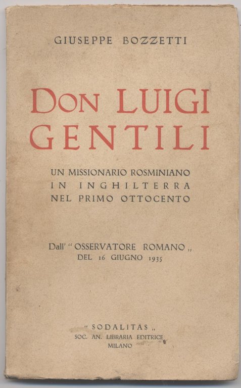 Don Luigi Gentili un missionario rosminiano in Inghilterra nel primo …