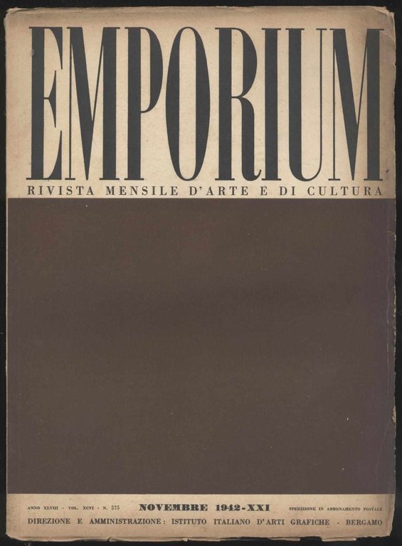 Emporium - Rivista mensile d'arte e di cultura- 1942 Novembre …